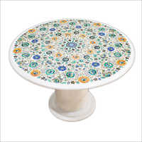 Marble Inlay Round Coffee Table Top