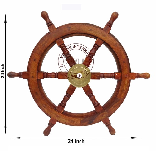 Nautical Wooden Ship Wheel 24 Inch Ship Wheel For Boat and Ship Steering, Home Wall Decor item