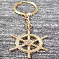Brass Nautical Ship Wheel Keychain - Brass Material, Golden Color, Polished Finish | Corrosion Resistance, Classic Nautical Theme