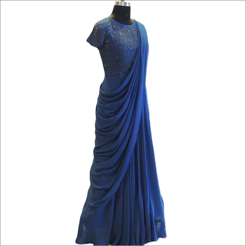 Georgette Draped Cocktail Saree Gowns By RIDHI SIDHI CREATION