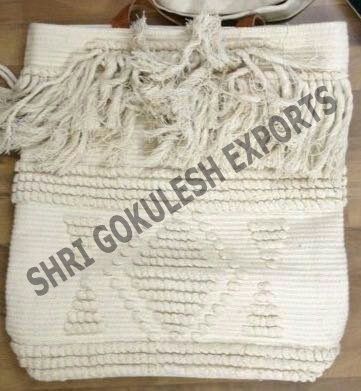 Off White Cotton Handmade Shopping Canvas Bags
