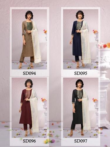 Dry Cleaning Ruhani Designer Straight Cotton Kurti Pant With Dupatta