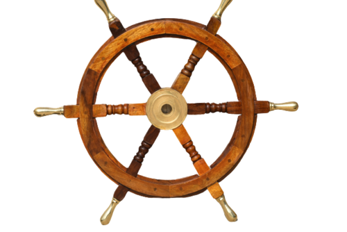 Nautical Look Wooden Ship Wheel With Brass Handle 24 Inch
