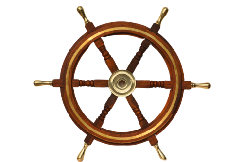 24 Inch Nautical Wooden Ship Wheel With Brass Ring And Brass Handle