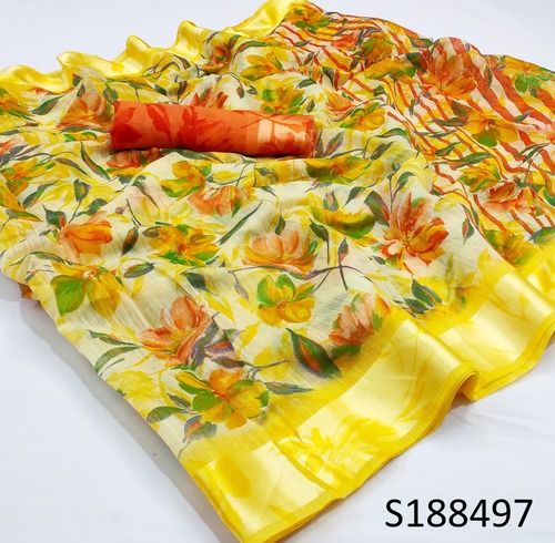 Full Printed Satin Saree