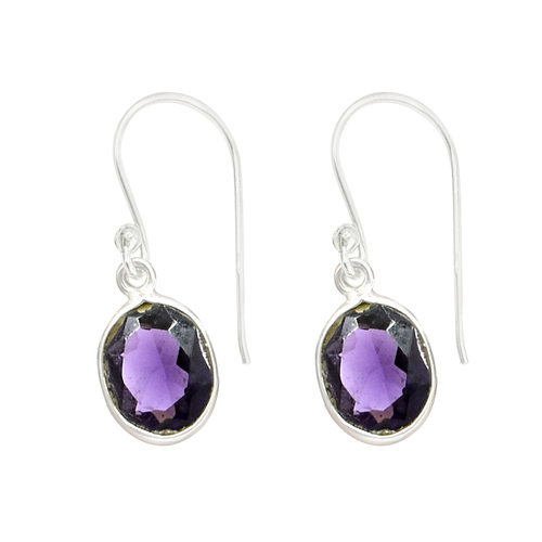 Natural Purple Amethyst Quartz Gemstone Earring 925 Sterling Silver Dangle Drop Fashion Earring Gender: Women