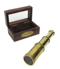 Captains Telescope Full Brass 6 Inch with Wood & Glass Box Collectible Marine Nautical Gift