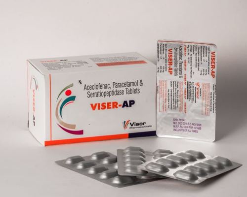 Aceclofenac Paracetamol Serratiopeptidase Tablet By VISOR PHARMACEUTICALS
