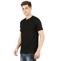 Mens Black  Round Neck Plain T-Shirts