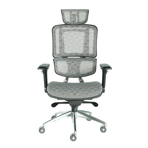 Revolving Chair - Nylon Frame, 950mm Height, Chrome Finish | Features Adjustable Headrest, Multi-Functional Mechanism, Dupont Mesh Upholstery, 4D Armrest
