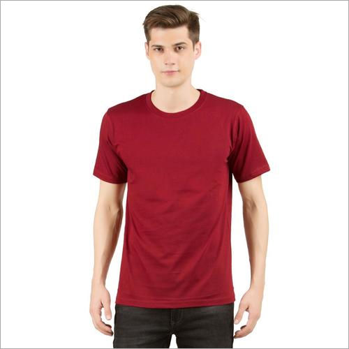 Mens Maroon Round Neck T-Shirts