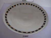 Aluminum Bowl With Horn and Mother of Pearl Inlay