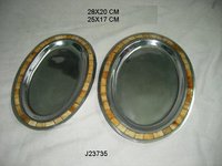 Aluminum Bowl With Horn and Mother of Pearl Inlay
