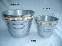 Aluminum Bowl With Horn and Mother of Pearl Inlay