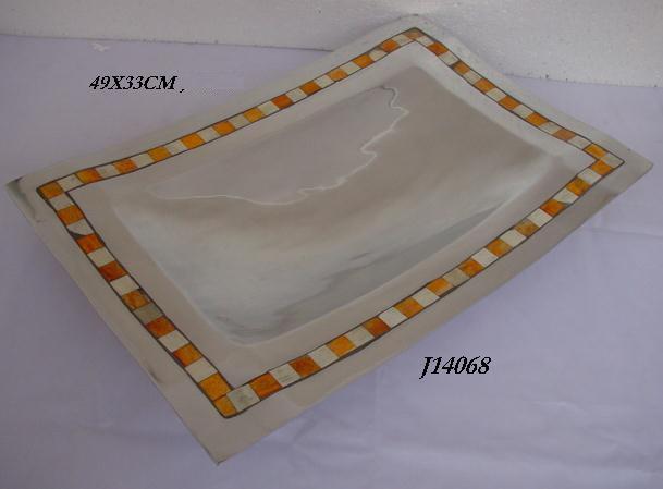 Aluminum Metal Bowl With Bone Inlay
