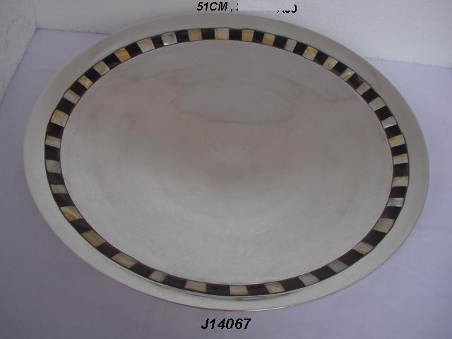 Aluminum Metal Bowl With Bone Inlay