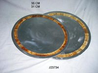 Aluminum Metal Bowl With Bone Inlay