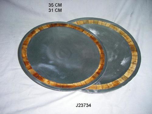 Aluminum Metal Tray With Bone Inlay