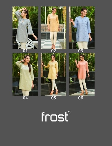Dry Cleaning Frost Linen Cotton Embroidered Tunics Kurti
