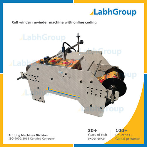 Roll winder rewinder machine with online coding