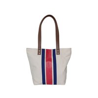 Canvas Hand Bag With Immitation Leather Handle