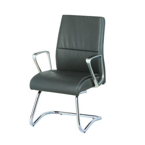 Visitor Chairs - Hot Pressed Plywood with High Density Foam Chrome Finished Metal Armrest and Leatherette Upholstery | Modern Design 970mm Height 500mm Width No Assembly Required 1 Year Warranty