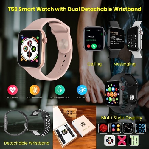 Black Square T55 Smartwatch Dual Belt