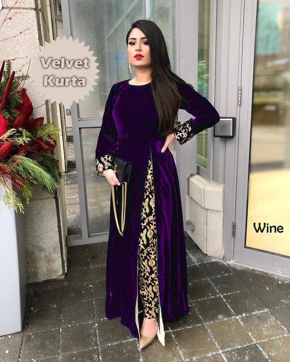 Velvet Kurta with Jacquard Silk Pent Set