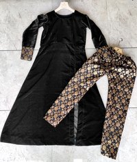 Velvet Kurta with Jacquard Silk Pent Set
