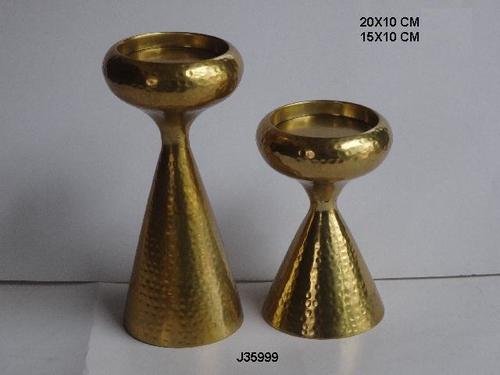 Plating Aluminum Candle Holder With Brass Finish