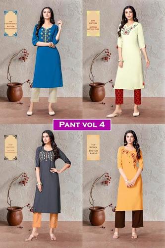 Pant Vol 4 - Rayon, Cotton Flex | Sizes M, L, XL, XXL, Printed Pattern, Quick Dry, Washable, 3-4th Sleeve, Casual & Formal Wear for Girls