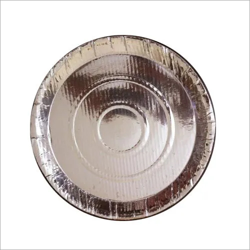 Silver Foil Paper Plate - Silver Coated Paper, 8 Inch Size | Round Design for Any Festival, Plain and Printed Variants, Non-Washable Usage