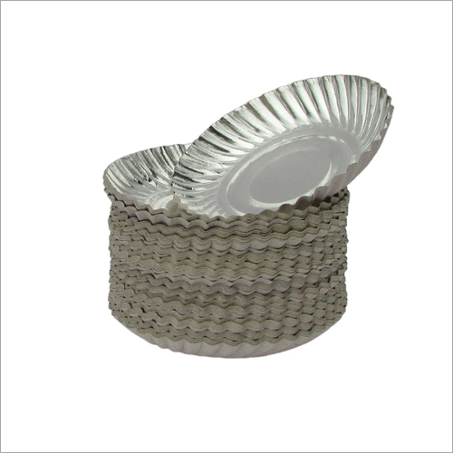 Silver And White Disposable Paper Plate