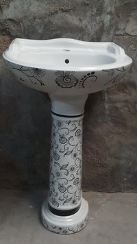 Printed Serena Wash Basin With Pedestal Set