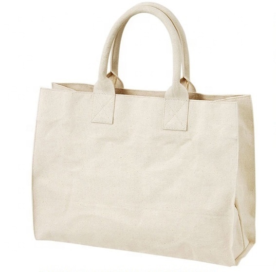 Natural Canvas Tote Bag With Padded Rope Handle