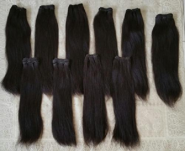 GOOD QUALITY PURE BLACK VIRGIN INDIAN HUMAN HAIR EXTENSIONS