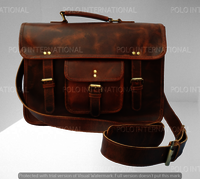 Grain Leather Satchel Bag with laptop case