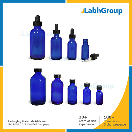 Blue Glass Bottles For Pharmaceutical Medicine Packaging