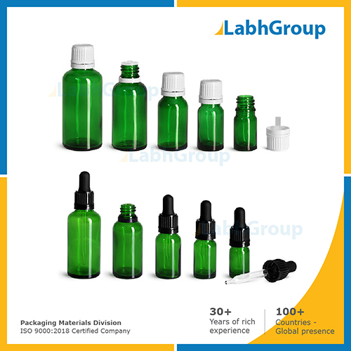 Green Glass Bottles For Pharmaceutical Medicine Packaging