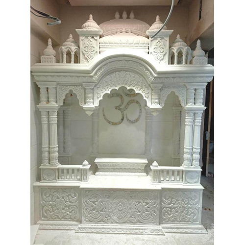 White Marble Temple - Customizable Dimensions, Intricate Hand-Carved Design | Durable Material, Elegant Traditional Style, Easy Installation