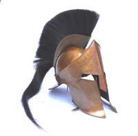 Movie 300 King Leonidas Spartan Helmet - COPPER ANTIQUE 300 SPARTAN HELMET W/BLACK PLUME - MOVIE REPLICA HELMET