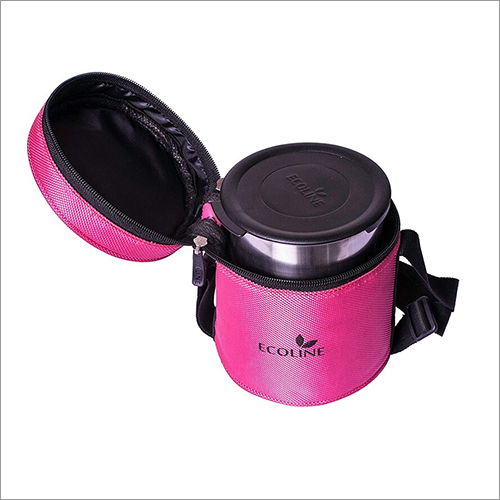 Pink Ecoline V3 Stainless Steel Lunch Box - 12.5 cm Round | Durable Metal, Ideal for Office, School, and Home Use