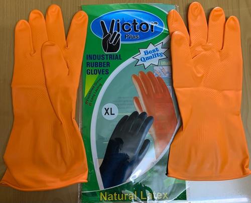 Orange Industrial Rubber Hand Gloves