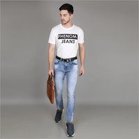 Mens Comfort Fit Faded Denim Jeans