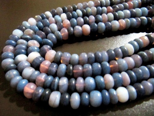 Natural Lavender Blue Opal Rondelle Plain 8-9mm Strand 8 inch Long