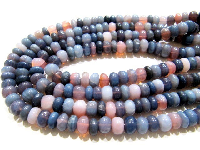 Natural Lavender Blue Opal Rondelle Plain 8-9mm Strand 8 inch Long