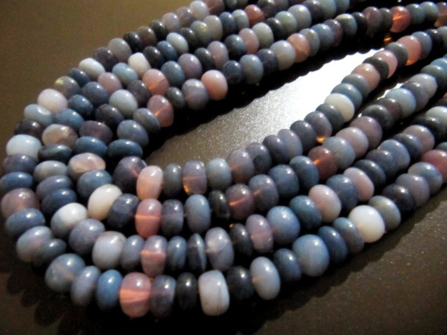 Natural Lavender Blue Opal Rondelle Plain 8-9mm Strand 8 inch Long