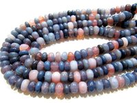 Natural Lavender Blue Opal Rondelle Plain 8-9mm Strand 8 inch Long