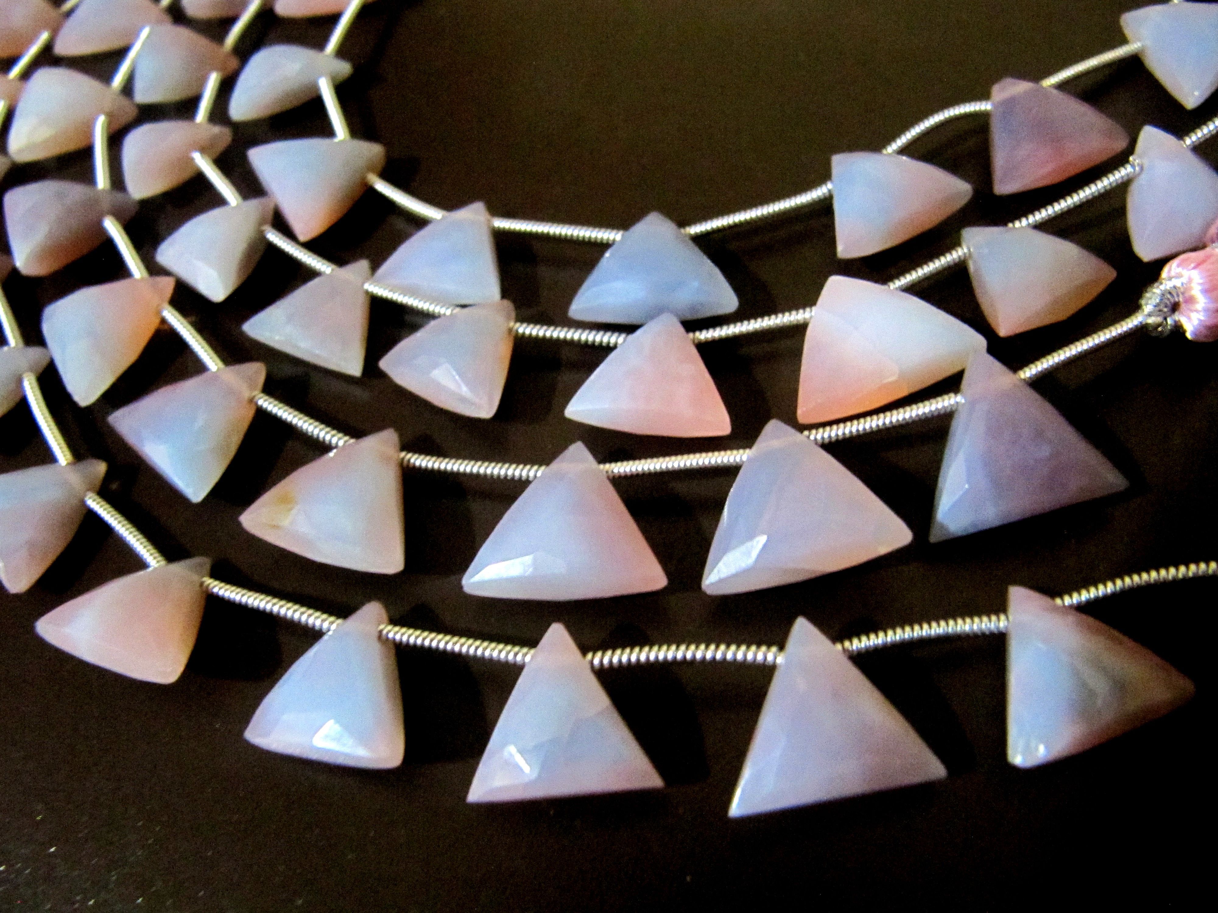 Natural Lavender Blue Opal Triangle Shape Faceted 13mm beads Strand 8 inch Long