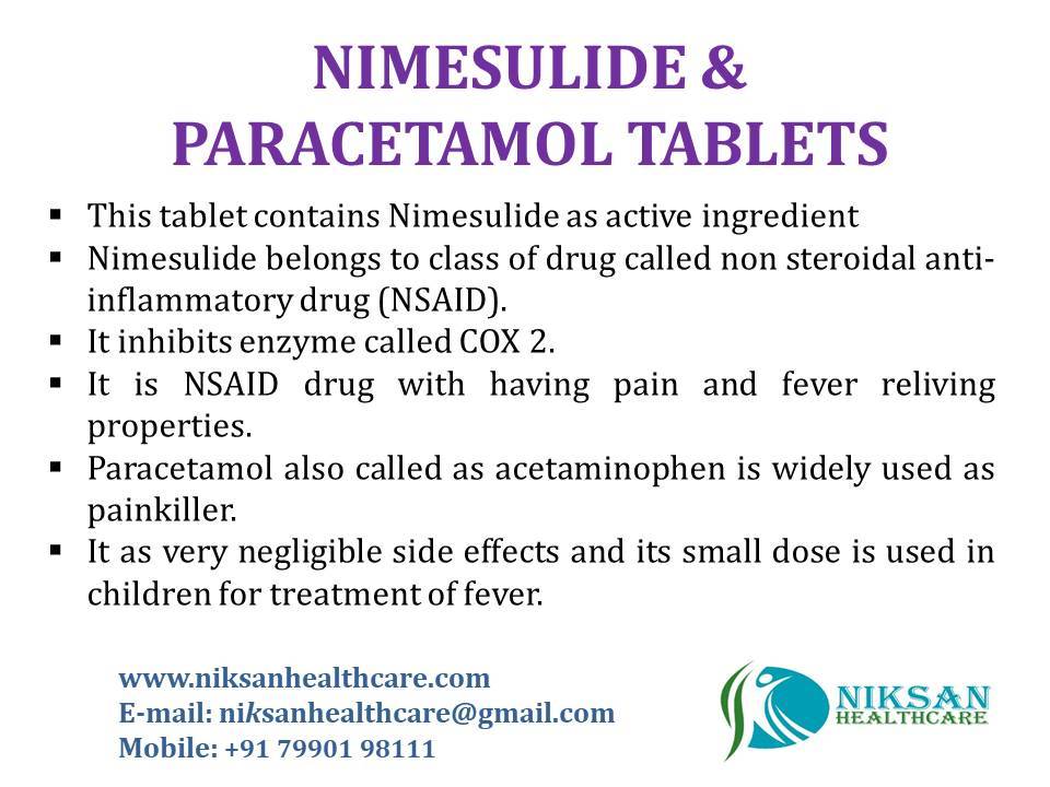 Nimesulide 100 Mg Paracetamol 500 Mg Tablets